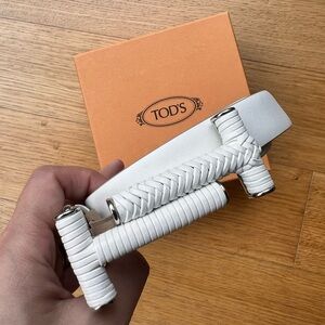 TOD’S White Leather Belt 85 Barely Worn